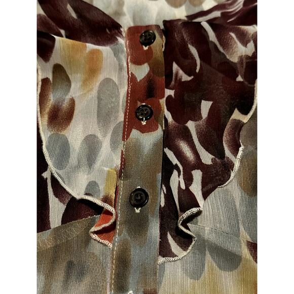 AGB Women's Sz Medium Floral Button100% Polyester Blouse with Cami Ruffle V Neck - Picture 12 of 13